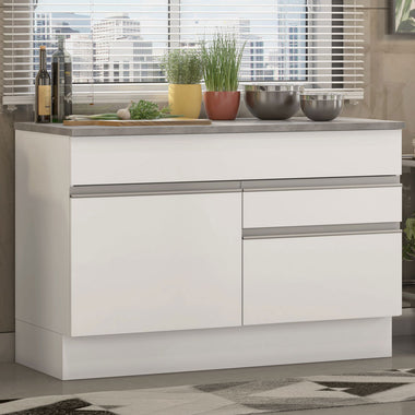 Gabinete Bajo para Fregadero 120 cm 1 Puerta 2 Cajones Blanco Glamy Madesa