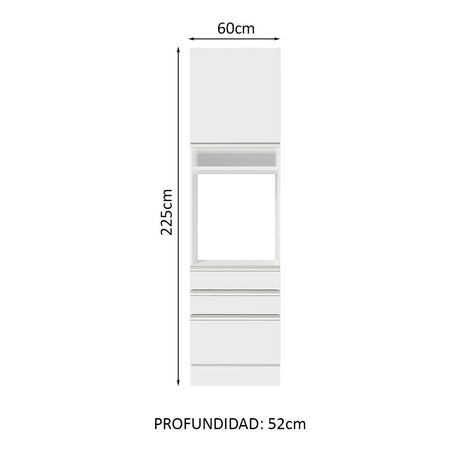 Mueble de Cocina para Horno Madesa Glamy 60 cm 1 Puerta y 3 Cajones Blanco