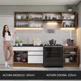 Cocina Integral 260cm Marrón/Blanco Glamy Madesa 04