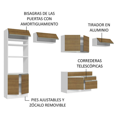 Cocina Integral 350cm Blanco/Marrón Glamy Madesa 01