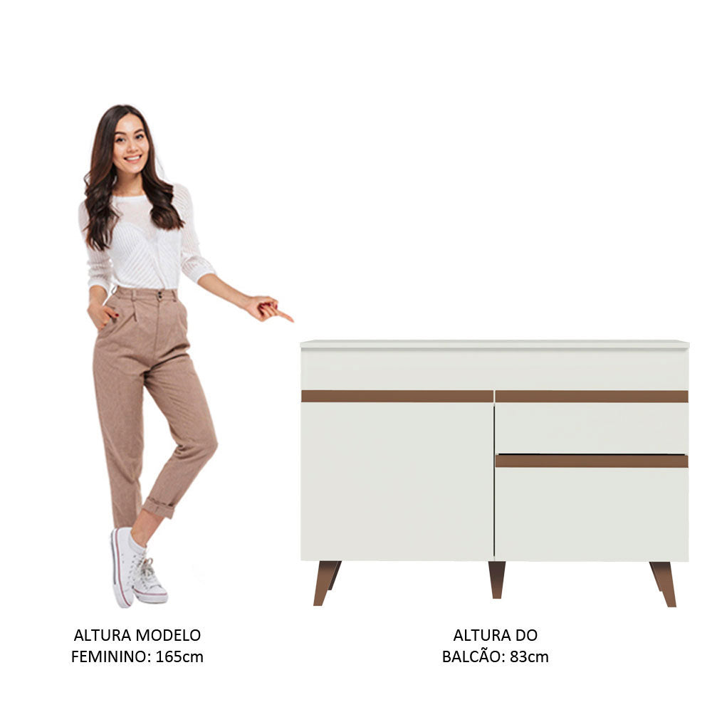 Gabinete Bajo para Fregadero 120 cm 2 Puertas 1 Cajón Blanco Reims Madesa