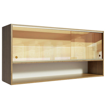 Gabinete Superior 120 cm 2 Puertas Corredizas de Vidrio 1 Nicho Marrón Emilly Madesa