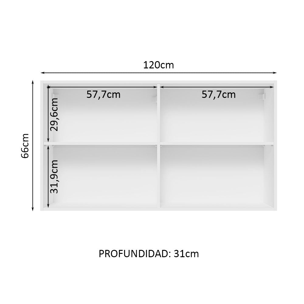 Alacena Madesa Glamy 120 cm 2 Puertas Con Vidrio Blanco/Marrón