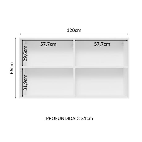 Alacena Madesa Glamy 120 cm 2 Puertas Con Vidrio Blanco/Marrón