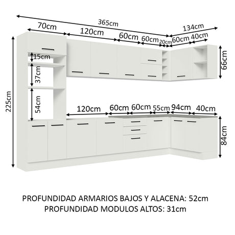 Cocina Integral Esquinera 499cm Blanco Agata Madesa 01