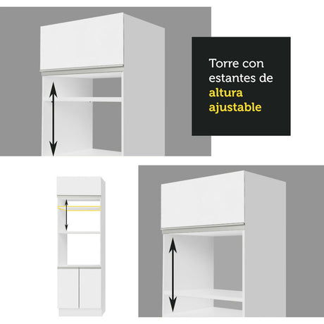 Mueble de Cocina para Horno Madesa Glamy 70 cm 3 Puertas Blanco