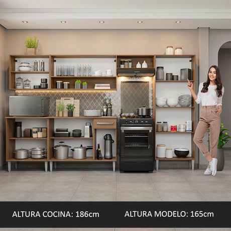 Cocina Integral 293cm Marrón Emilly Madesa 01