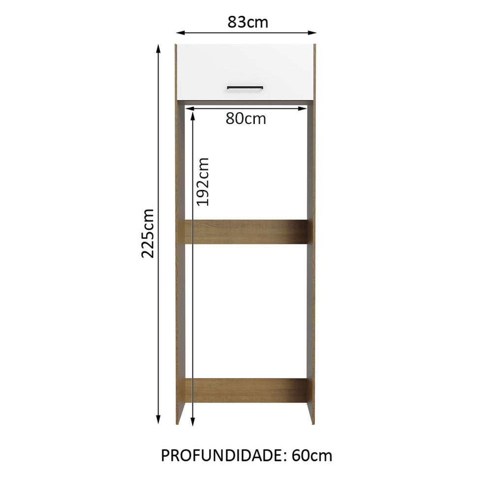 Mueble de Cocina para Refrigerador 1 Puerta Abatible Marrón/Blanco Agata