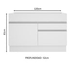 Mueble de Cocina para Fregadero Madesa Glamy 120 cm 1 Puerta y 2 Cajones (Sin Tablero ni Fregadero) Blanco