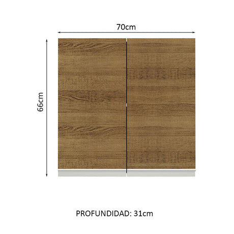 Alacena 70 cm 2 Puertas Blanco/Marrón Glamy Madesa