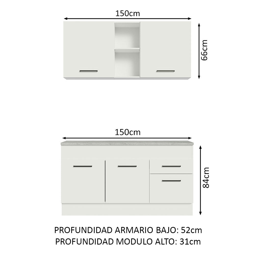 Cocina Compacta 150cm Blanco Agata Madesa 01