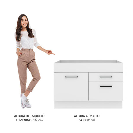 Mueble de Cocina Madesa Agata 1 Puerta y 2 Cajones Blanco