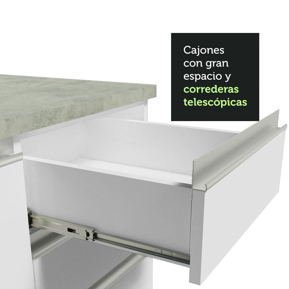 Mueble de Cocina 80 cm 2 Cajones Blanco Glamy Madesa