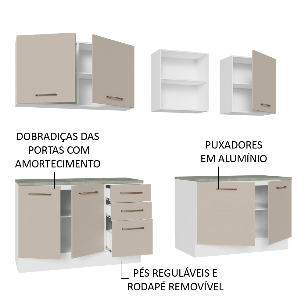 Cocina Integral 240 cm x 60 cm Blanco/Crema Agata 02