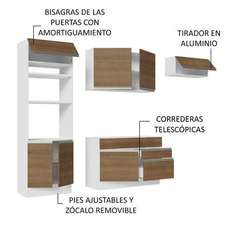 Cocina Integral 270cm Blanco/Marrón Glamy Madesa 15