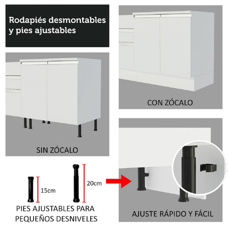 Mueble De Cocina Madesa 3 Cajones 2 Puertas 120 Cm