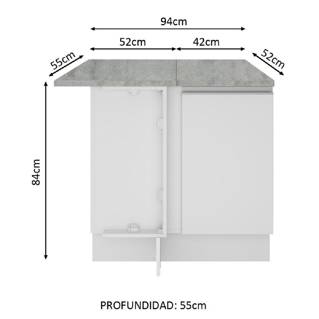 Mueble De Cocina Esquinero Madesa Con 1 Puerta Blanco Glamy Madesa