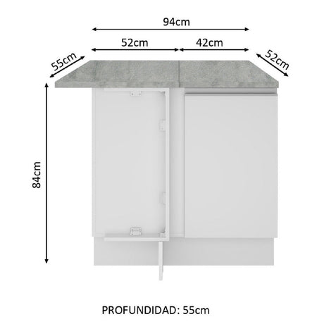 Mueble De Cocina Esquinero Madesa Con 1 Puerta Blanco Glamy Madesa