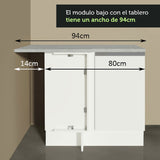 Mueble De Cocina Esquinero Madesa Con 1 Puerta Blanco Glamy Madesa