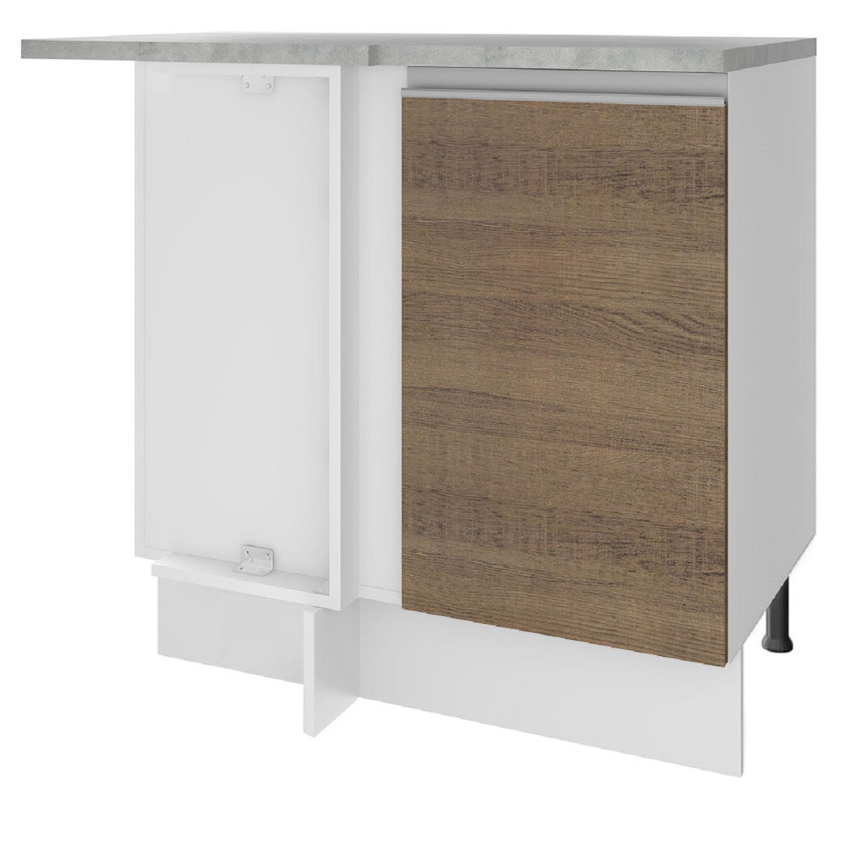 Mueble De Cocina Esquinero Con 1 Puerta Blanco/Marrón Glamy Madesa