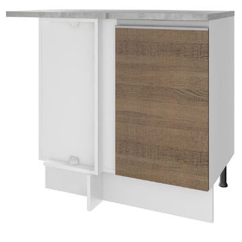 Gabinete Bajo Esquinero 94 cm 1 Puerta Blanco/Marrón Glamy Madesa