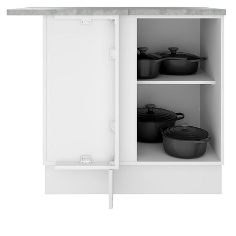 Mueble De Cocina Esquinero Con 1 Puerta Blanco/Marrón Glamy Madesa