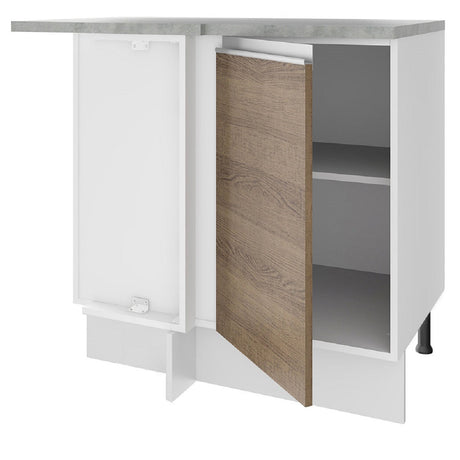 Mueble De Cocina Esquinero Con 1 Puerta Blanco/Marrón Glamy Madesa