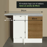 Mueble De Cocina Esquinero Con 1 Puerta Blanco/Marrón Glamy Madesa