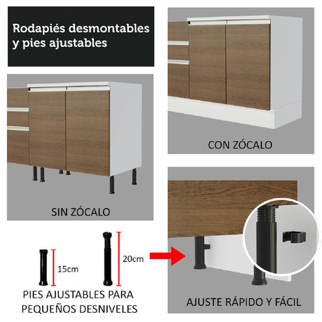 Mueble De Cocina Esquinero Con 1 Puerta Blanco/Marrón Glamy Madesa