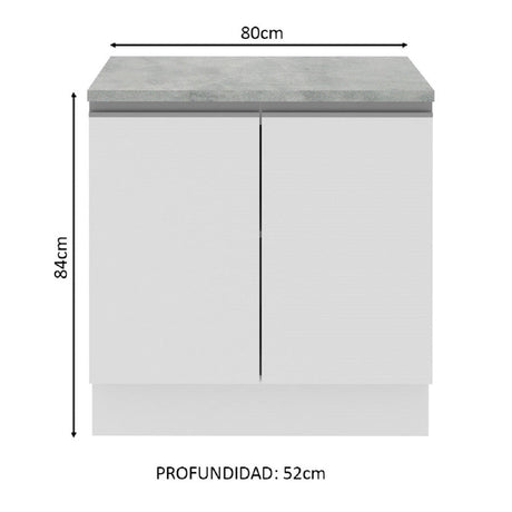 Mueble de Cocina Madesa Glamy 80 cm 2 Puertas Blanco