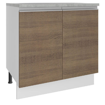 Gabinete Bajo 80 cm 2 Puertas Blanco/Marrón Glamy Madesa