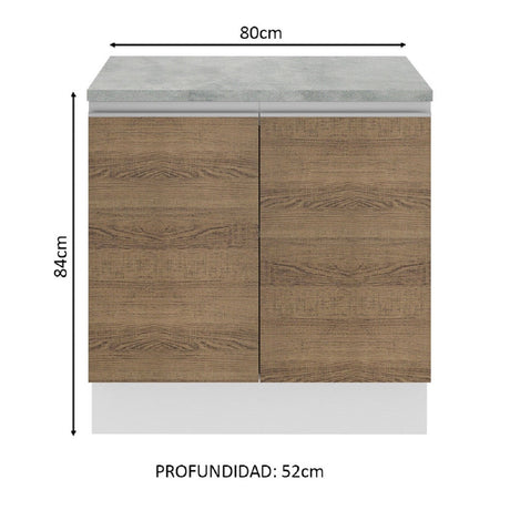 Mueble de Cocina Madesa Glamy 80 cm 2 Puertas Blanco/Marrón