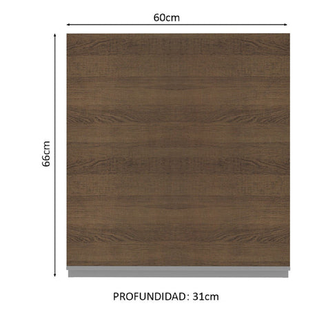 Alacena 60 cm 1 Puerta 2 Compartimentos Blanco/Marrón Glamy Madesa