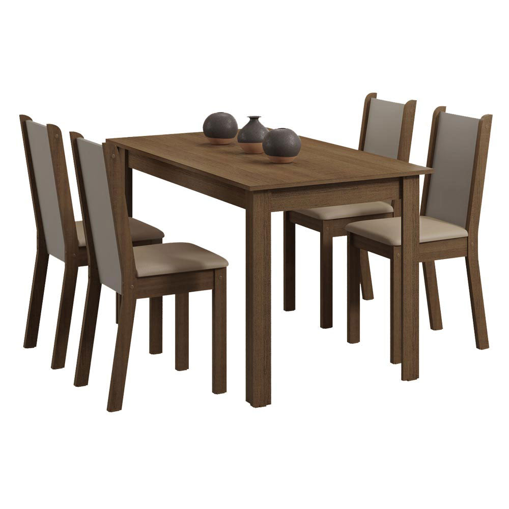 Juego de Comedor Mesa Madesa Bea Tapa de Madera con 4 Sillas