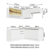 Mueble de Cocina Integral Esquinera Madesa Glamy Sin Mesón De Acero