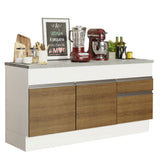 Mueble de Cocina 2 Puertas 3 Cajones 150cm Glamy Madesa - Blanco/Marrón