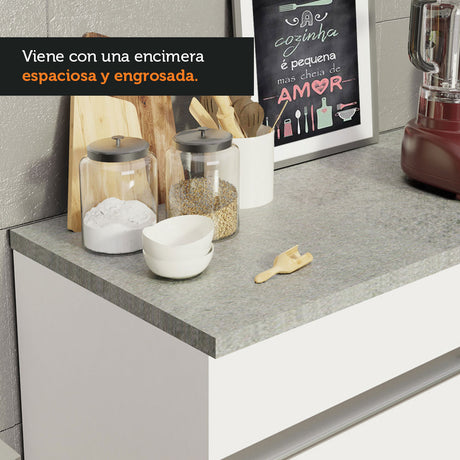 Mueble de Cocina 2 Puertas 3 Cajones 150cm Glamy Madesa - Blanco