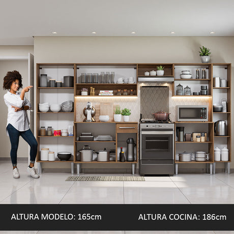 Cocina Integral 325cm Emilly Marrón Joy Madesa 01