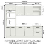 Cocina Integral 250cm Blanco Agata Madesa 01