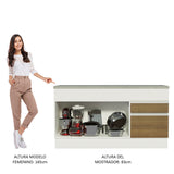 Mueble de Cocina 2 Puertas 3 Cajones 150cm Glamy Madesa - Blanco/Marrón