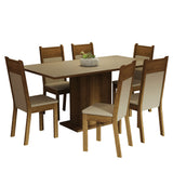 Juego de Comedor Mesa Tablero de Madera 6 Sillas Crema/Marrón/Beige Augusta Madesa