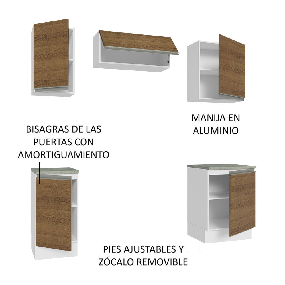 Cocina Compacta 180cm Blanco/Marrón Glamy Madesa 12