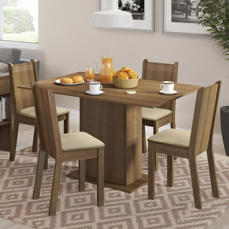 Juego de Comedor Lexy Madesa Mesa Tapa de Madera con 4 Sillas