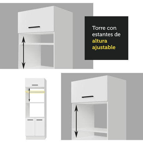 Mueble de Cocina para Horno 70 cm 3 Puertas Blanco Agata Madesa