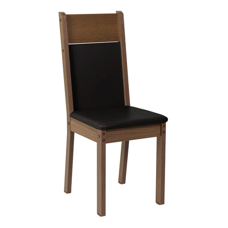 Juego de Comedor Mesa con Tablero de Madera 4 Sillas Negro/Marrón Elisa Madesa