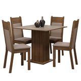 Juego de Comedor Mesa Tablero de Madera 4 Sillas Marrón/Crema/Sintético Beige Claire Madesa