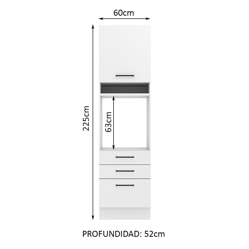 Mueble de Cocina para Horno 60 cm 1 Puerta y 3 Cajones Blanco Agata Madesa