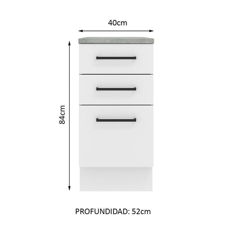 Mueble de Cocina 40 cm 3 Cajones Blanco Agata Madesa