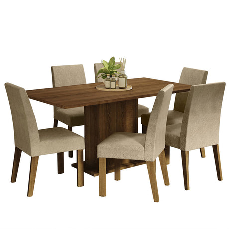 Juego de Comedor Mesa Tablero de Madera 6 Sillas Marrón/Imperial Renata Madesa