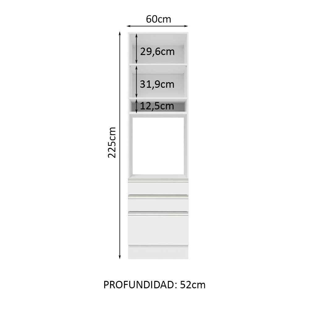 Mueble de Cocina para Horno Madesa Glamy 60 cm 1 Puerta y 3 Cajones Blanco